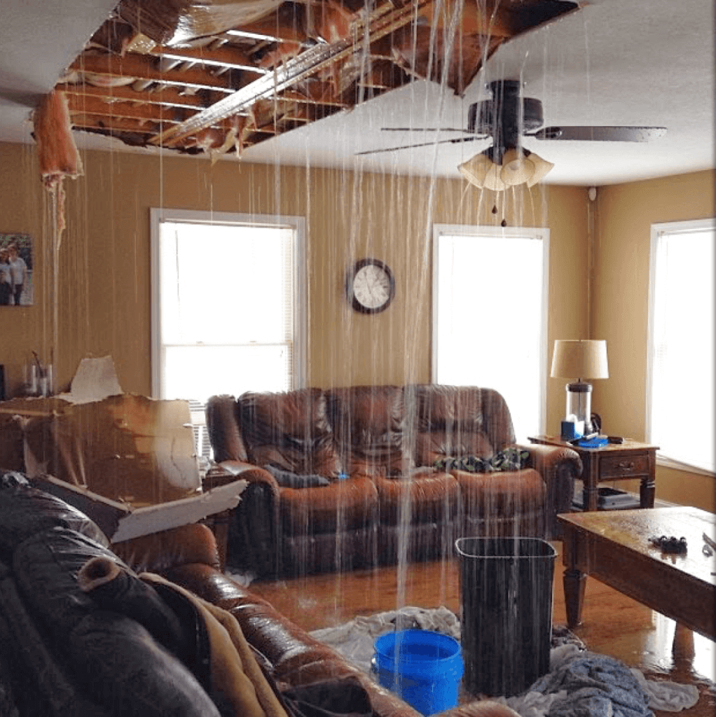 Storm damage caused massive leaks 